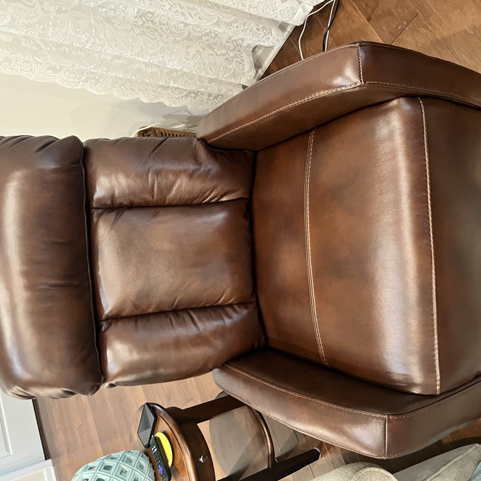 Latitude Run® Genuine Leather Triple Motor Glider Swivel Rocker